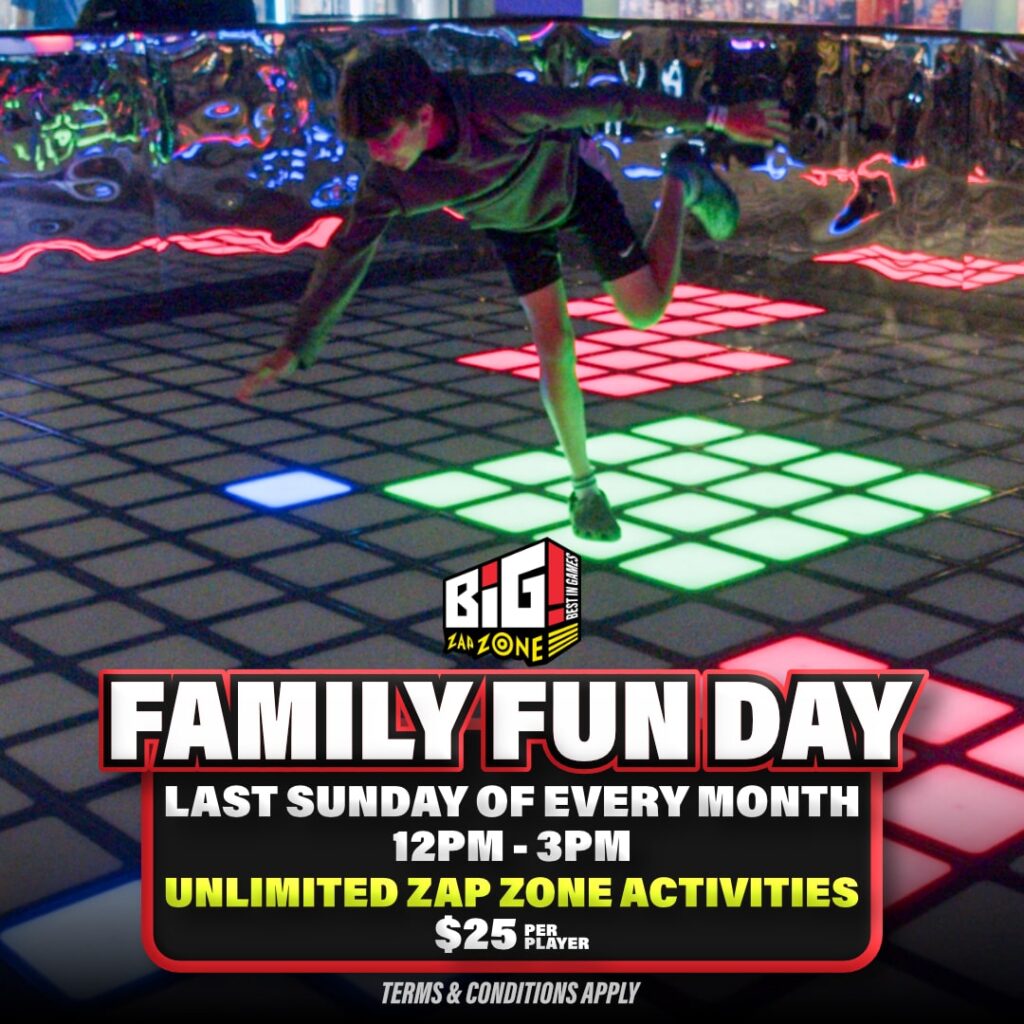 Best in Games Sterling Heights amusement center-indoor games-arcade games-family games-family events-attractions-43680 Van Dyke Avenue-Sterling Heights-Michigan 48314-Family Fun Day-Last Sunday of Every Month-Unlimited Zap Zone Activities